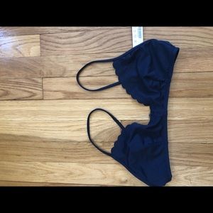 NWT J.Crew Scalloped Navy Swim Top